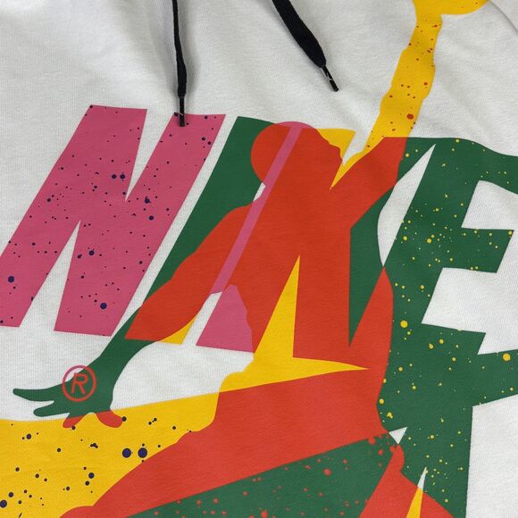 Jordan Hoodie Mens 2XL White Black Jumpman Classics Nike Air Pullover CV7411-100 - Picture 3 of 13